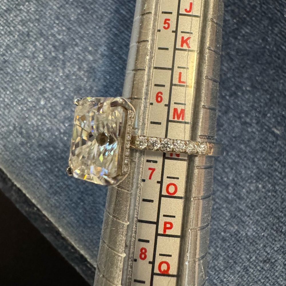 5ct Moissanite silver 925 engagement ring diamond lab radiant cut pave 7 6.75 - Picture 5 of 11